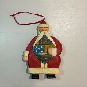 Santa Claus Ornament with Quilt - Midwest of Cannon Falls - red white black